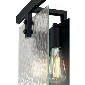 2 Light Matte Black Water Glass Shades Wall Light Fixture 2