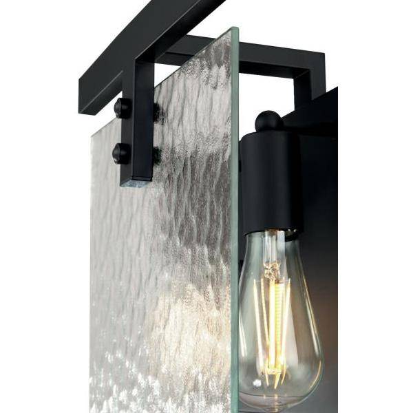 2 Light Matte Black Water Glass Shades Wall Light Fixture 2