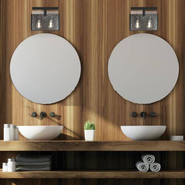 2 Light Matte Black Water Glass Shades Wall Light Fixture 3