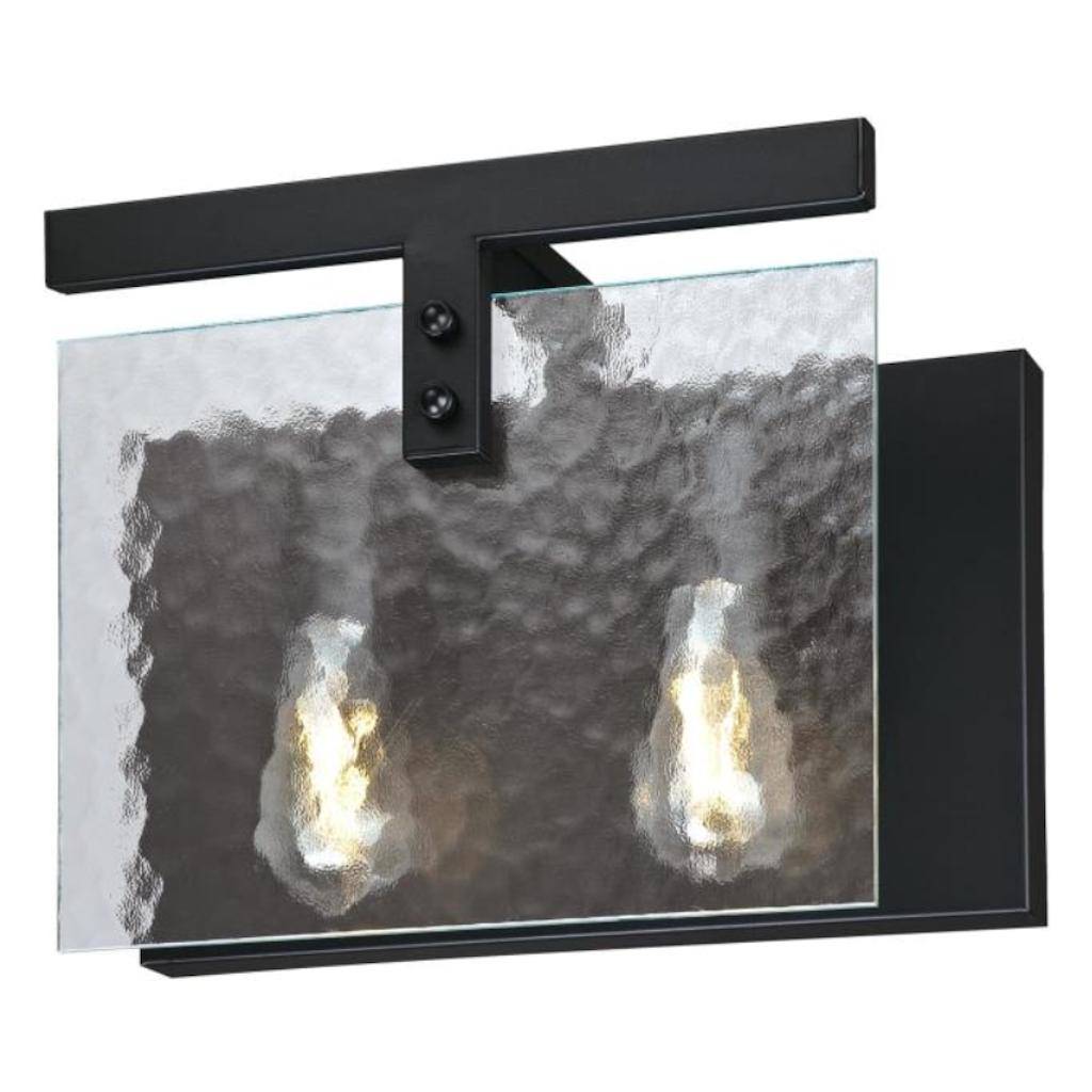 2 Light Matte Black Water Glass Shades Wall Light Fixture 1
