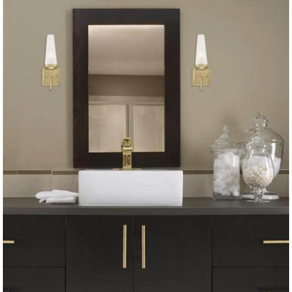 1 Light Champagne Brass Frosted Glass Wall Light Fixture 2