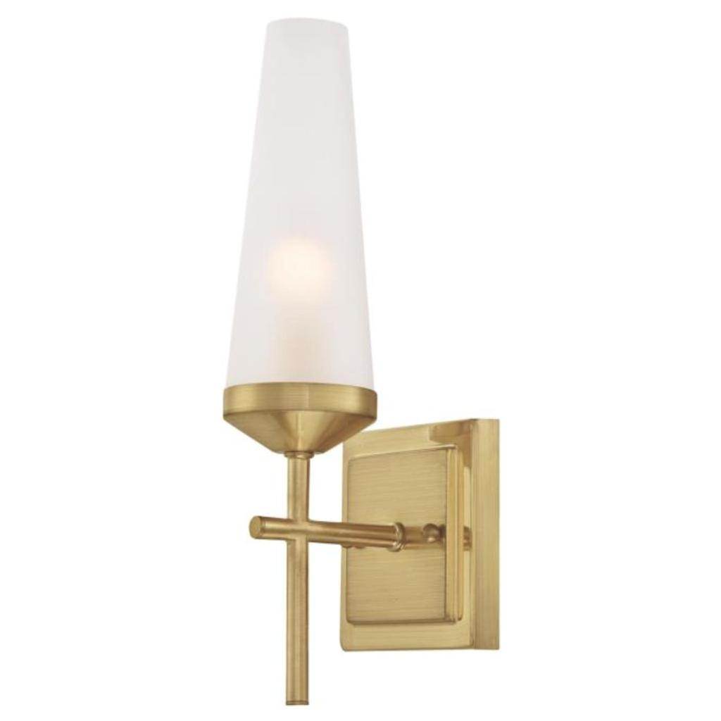 1 Light Champagne Brass Frosted Glass Wall Light Fixture 1