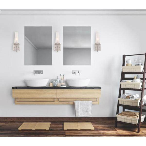 1 Light Brushed Nickel Frosted Glass Wall Light Fixture 2