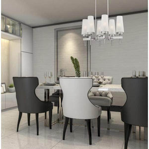 6 Light Brushed Nickel Frosted Glass Shades Chandelier Light Fixture 3