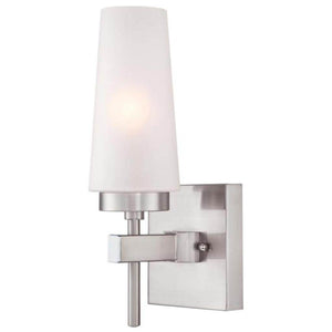 1 Light Brushed Nickel Frosted Glass Shade Wall Light Fixture 1