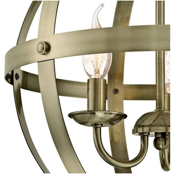 3 Light Antique Brass Chandelier Light Fixture 2