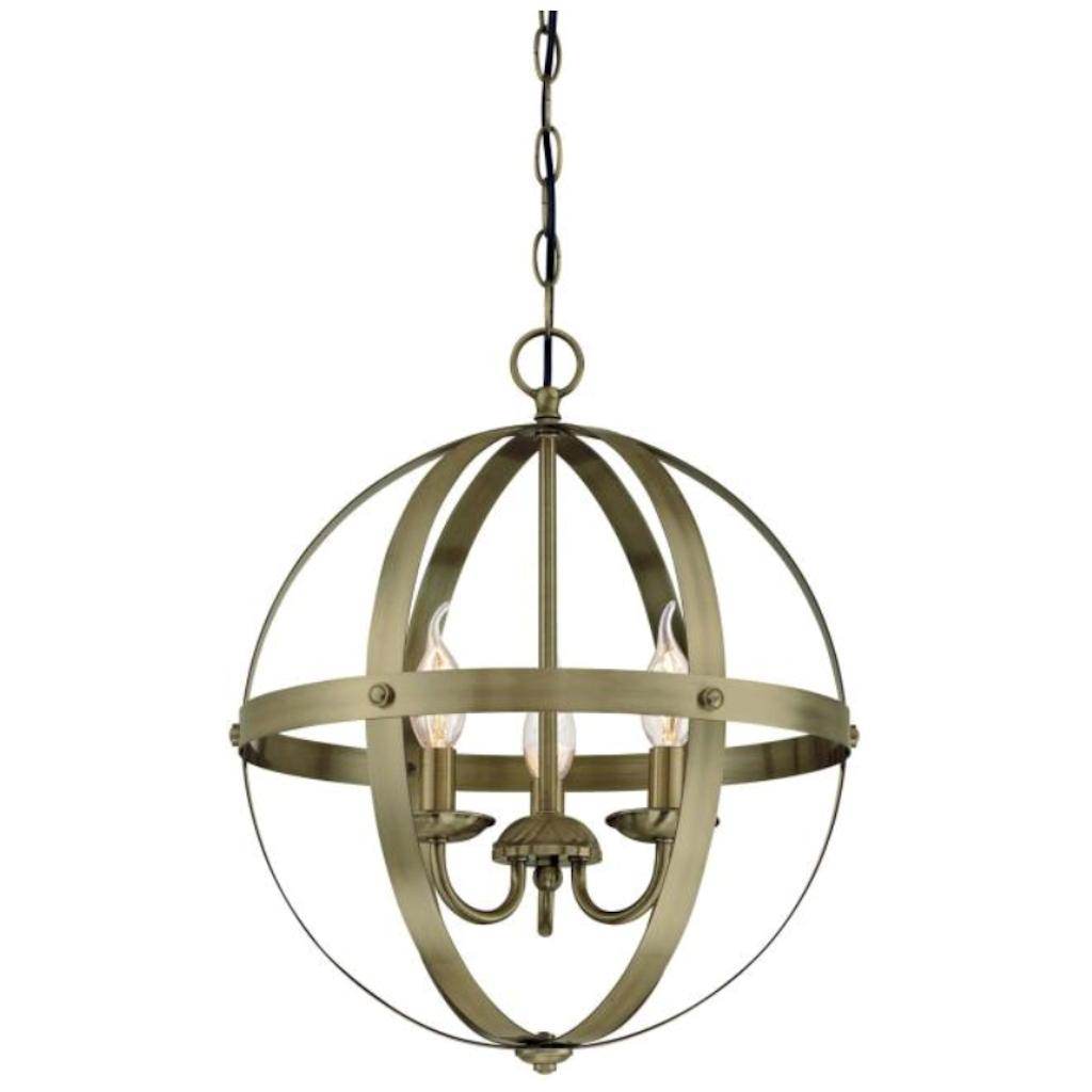 3 Light Antique Brass Chandelier Light Fixture 1