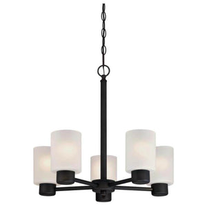 5 Light Oil Rubbed Bronze Frosted Glass Shades Chandelier Light Fixture 1
