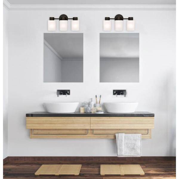 3 Light Oil Rubbed Bronze Frosted Glass Shades Wall Light Fixture 2