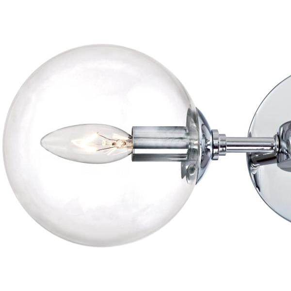 2 Light Chrome Clear Glass Shades Wall Light Fixture 2