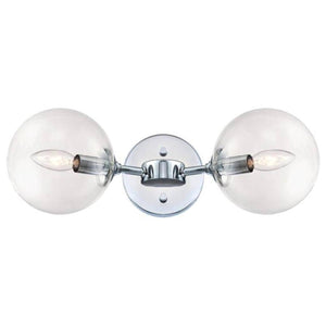 2 Light Chrome Clear Glass Shades Wall Light Fixture 1