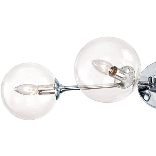 4 Light Chrome Clear Glass Shades Wall Light Fixture 2