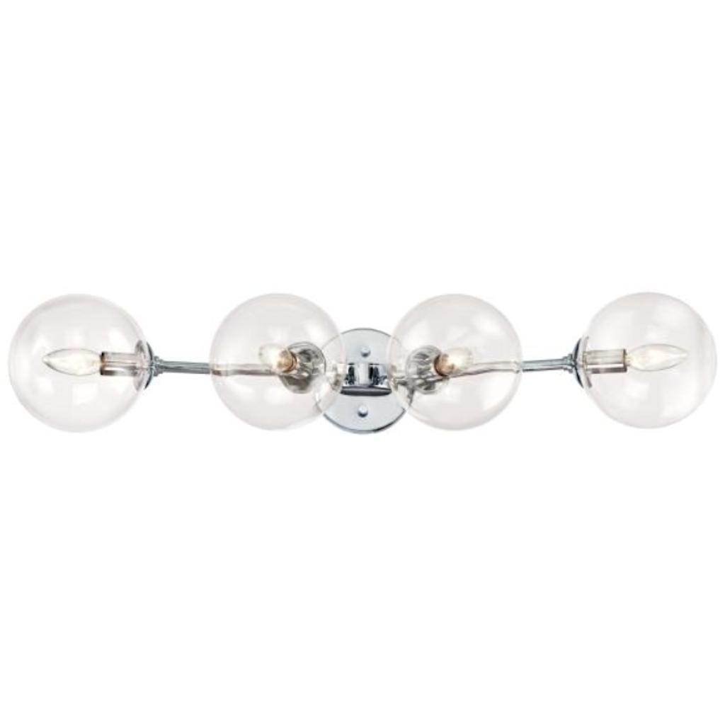 4 Light Chrome Clear Glass Shades Wall Light Fixture 1