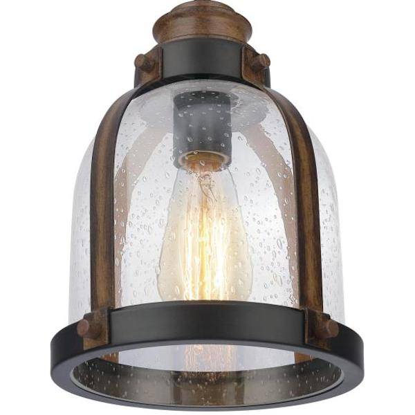 1 Light Oil Rubbed Bronze Clear Seeded Glass Shade Mini Pendant Light Fixture 2