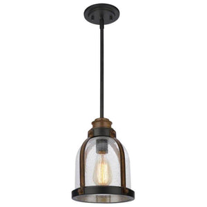 1 Light Oil Rubbed Bronze Clear Seeded Glass Shade Mini Pendant Light Fixture 1