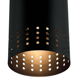 1 Light Matte Black Perforated Metal Shade Mini Pendant Light Fixture 2