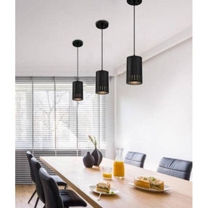 1 Light Matte Black Perforated Metal Shade Mini Pendant Light Fixture 3