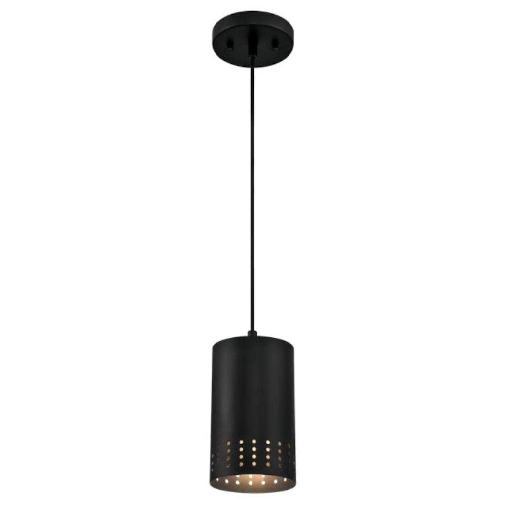1 Light Matte Black Perforated Metal Shade Mini Pendant Light Fixture 1