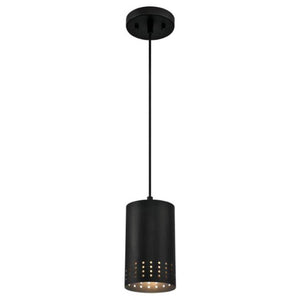 1 Light Matte Black Perforated Metal Shade Mini Pendant Light Fixture 1