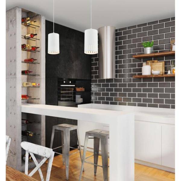 1 Light Matte White Perforated Metal Shade Mini Pendant Light Fixture 3