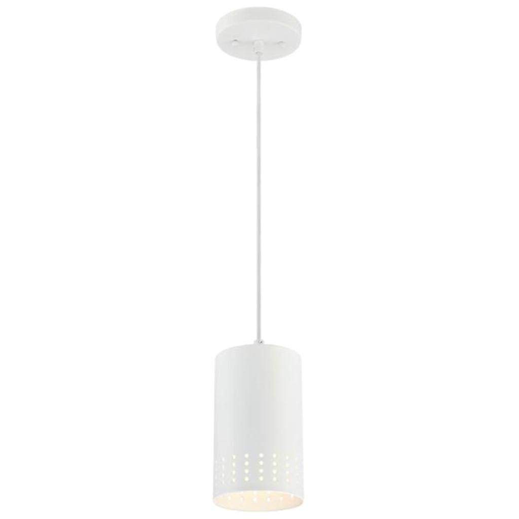 1 Light Matte White Perforated Metal Shade Mini Pendant Light Fixture 1