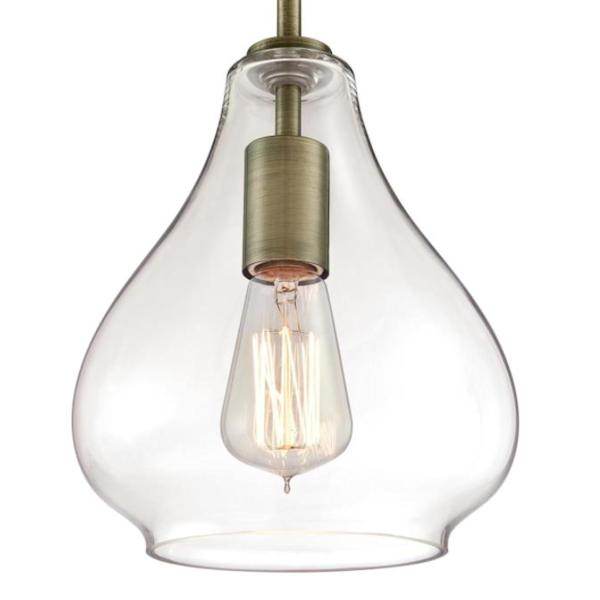 1 Light Antique Brass Clear Glass Mini Pendant 2