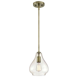 1 Light Antique Brass Clear Glass Mini Pendant 1