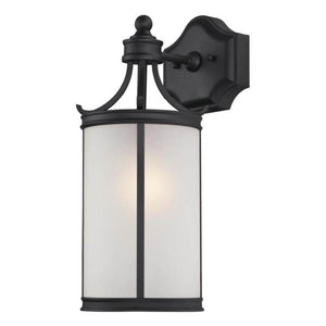 1 Light Textured Black Frosted Seeded Glass Outdoor Wall Fixture 1