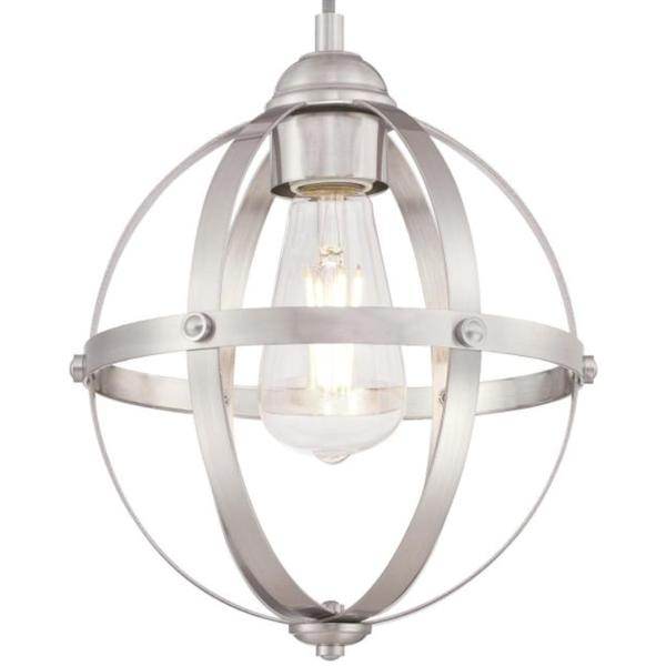 1 Light Brushed Nickel Finish Mini Pendant Light Fixture 2