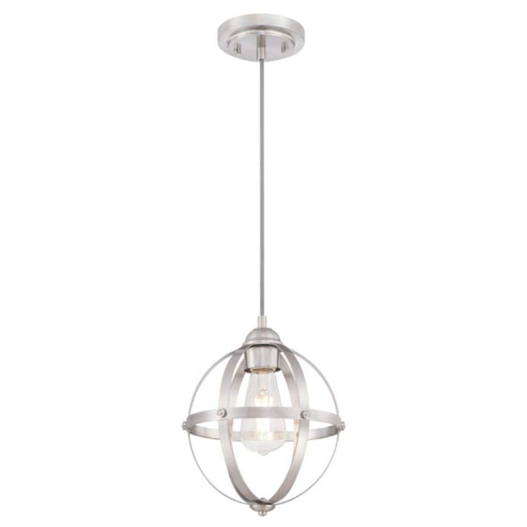 1 Light Brushed Nickel Finish Mini Pendant Light Fixture 1