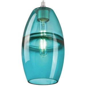 1 Light Brushed Nickel Finish Turquoise Glass Mini Pendant 2