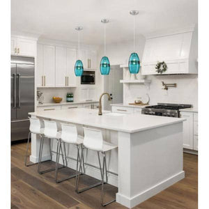 1 Light Brushed Nickel Finish Turquoise Glass Mini Pendant 3