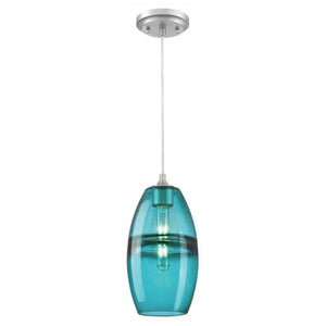 1 Light Brushed Nickel Finish Turquoise Glass Mini Pendant 1