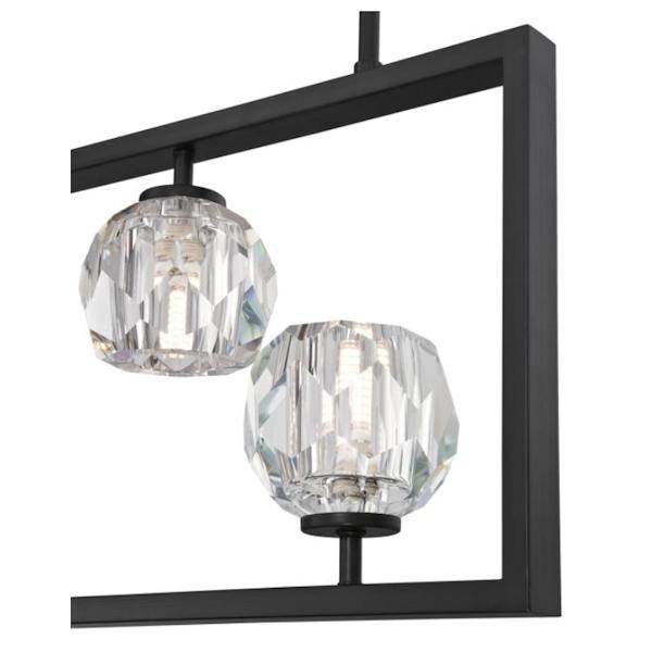 5 Light 5 watt 3000K Natural White Matte Brushed Gun Metal Finish with Crystal Glass Shades Dimmable LED Chandelier 3