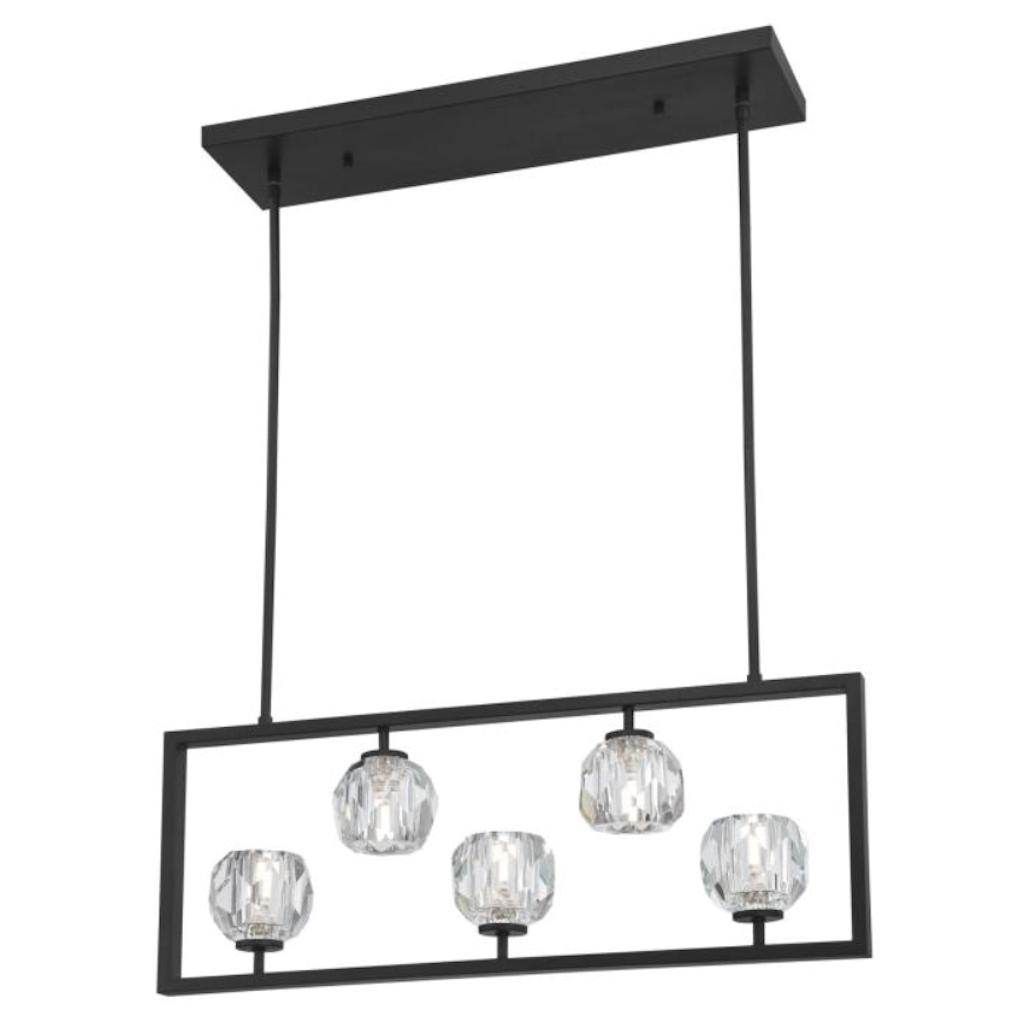 5 Light 5 watt 3000K Natural White Matte Brushed Gun Metal Finish with Crystal Glass Shades Dimmable LED Chandelier 1