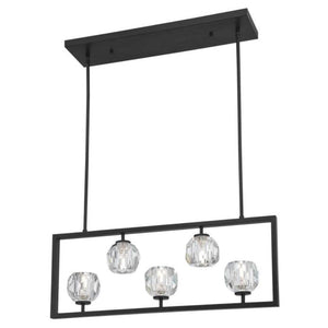 5 Light 5 watt 3000K Natural White Matte Brushed Gun Metal Finish with Crystal Glass Shades Dimmable LED Chandelier 1