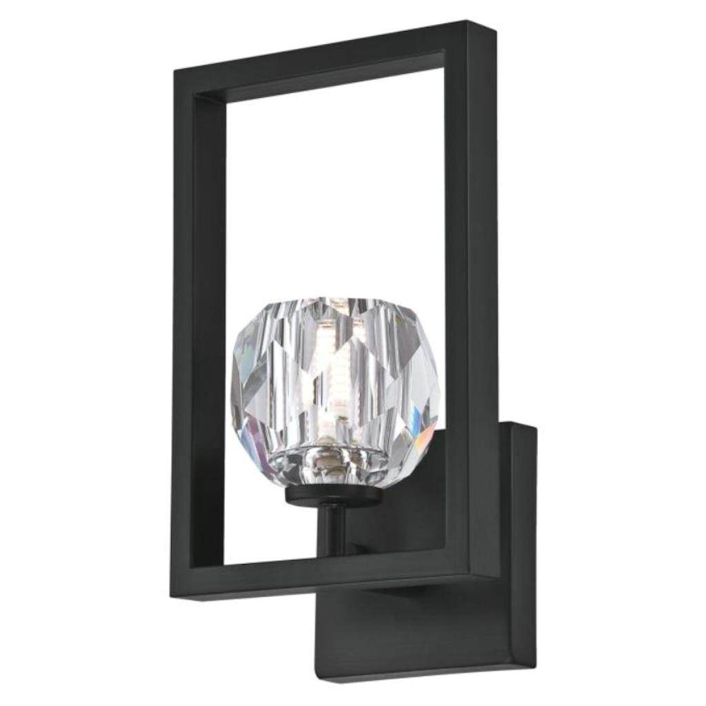 1 Light Matte Brushed Gun Metal Crystal Glass Shade Dimmable Wall Light Fixture 1