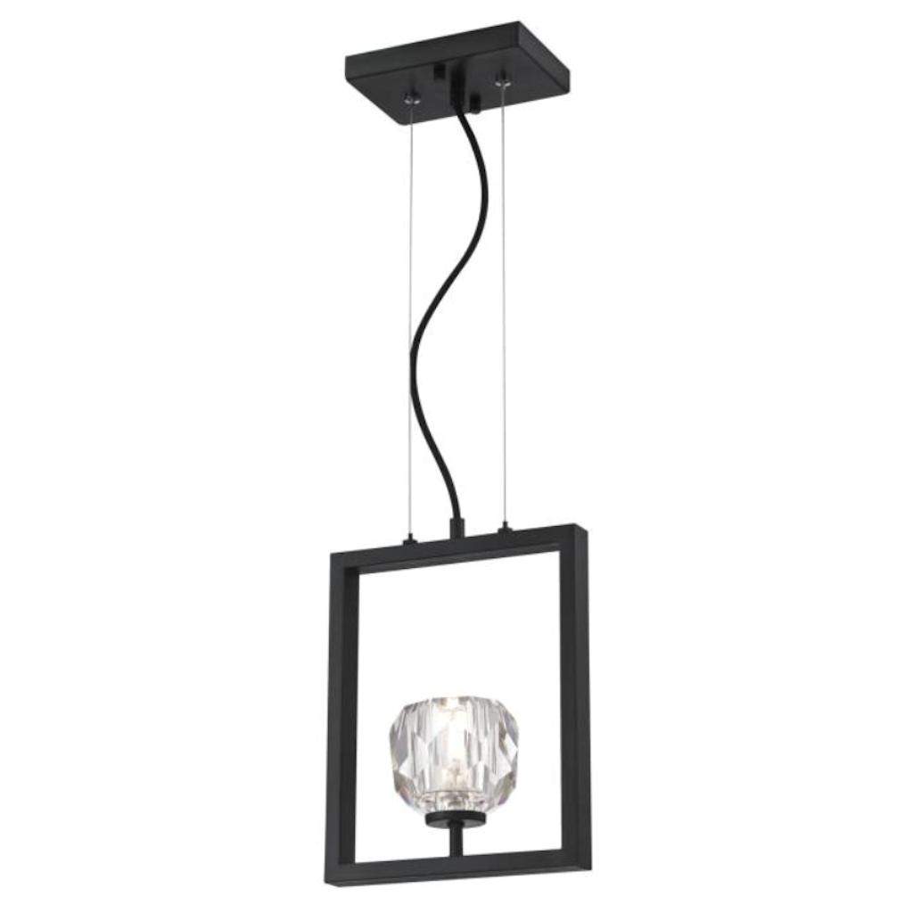 1 Light Matte Brushed Gun Metal with Crystal Shade Dimmable LED Mini Pendant 1