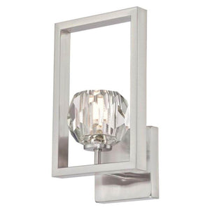 1 Light Brushed Nickel Crystal Glass Shade Dimmable Wall Light Fixture 1