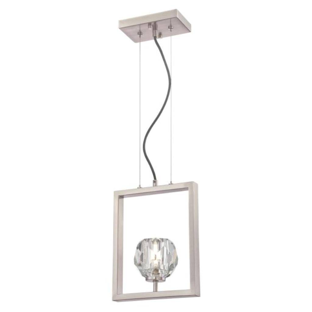 1 Light Brushed Nickel with Crystal Shade Dimmable LED Mini Pendant 1