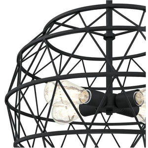 4 Light Matte Black Cage Chandelier Light Fixture 2
