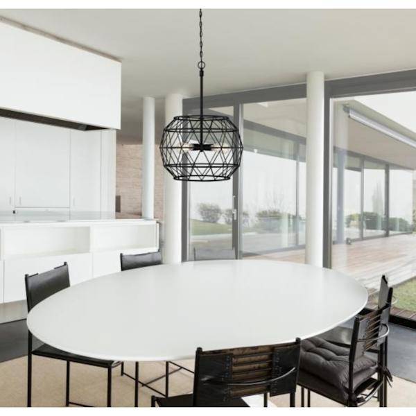 4 Light Matte Black Cage Chandelier Light Fixture 3