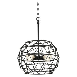 4 Light Matte Black Cage Chandelier Light Fixture 1