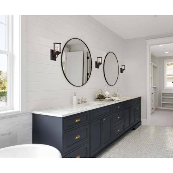 1 Light Oil Rubbed Bronze with Clear Seeded Glass Wall Light Fixture 2