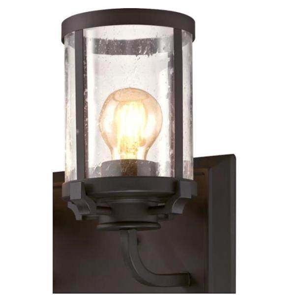 3 Light Oil Rubbed Bronze with Clear Seeded Glass Wall Light Fixture 2