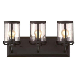 3 Light Oil Rubbed Bronze with Clear Seeded Glass Wall Light Fixture 1