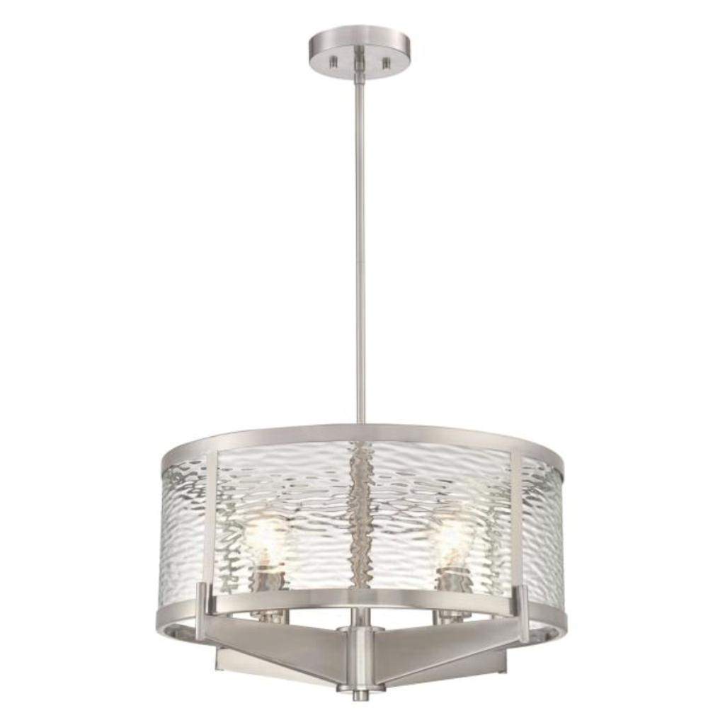 4 Light Brushed Nickel Clear Water Glass Chandelier Light Fixture 1