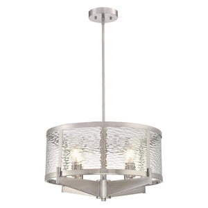 4 Light Brushed Nickel Clear Water Glass Chandelier Light Fixture 1