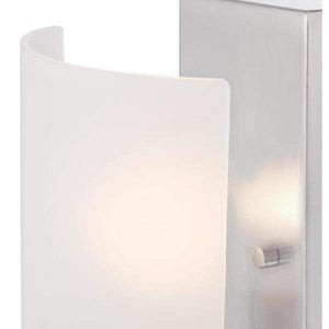1 Light Brushed Nickel Curved Frosted Glass Shade Wall Light Fixture 2