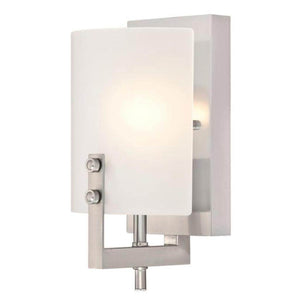 1 Light Brushed Nickel Curved Frosted Glass Shade Wall Light Fixture 1